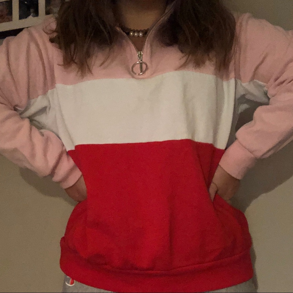 color block quarter zip!!!